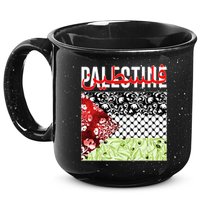 Support Palestine Flag Traditional Keffiyeh Floral Patterns 15oz Campfire Ceramic Mug