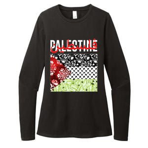 Support Palestine Flag Traditional Keffiyeh Floral Patterns Womens CVC Long Sleeve Shirt