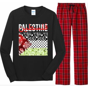 Support Palestine Flag Traditional Keffiyeh Floral Patterns Long Sleeve Pajama Set