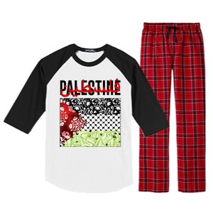 Support Palestine Flag Traditional Keffiyeh Floral Patterns Raglan Sleeve Pajama Set