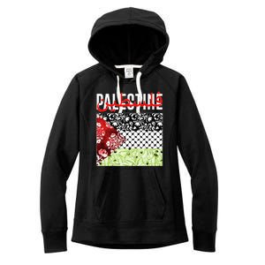 Support Palestine Flag Traditional Keffiyeh Floral Patterns Women's Fleece Hoodie