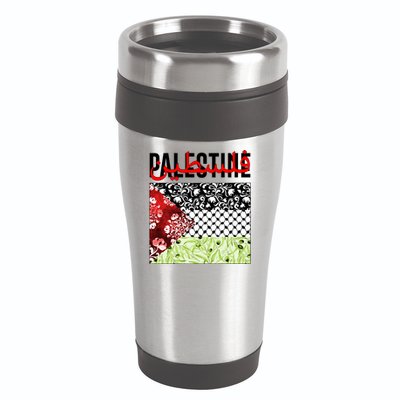 Support Palestine Flag Traditional Keffiyeh Floral Patterns 16oz Travel Tumbler