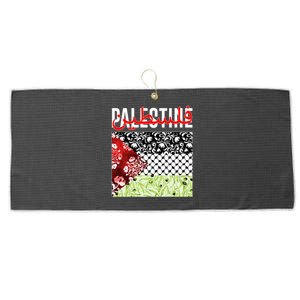 Support Palestine Flag Traditional Keffiyeh Floral Patterns Large Microfiber Waffle Golf Towel