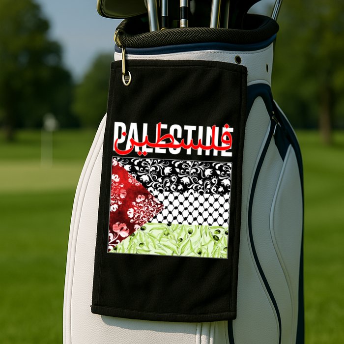 Support Palestine Flag Traditional Keffiyeh Floral Patterns Golf Towel