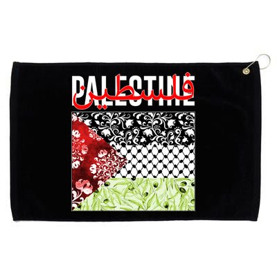 Support Palestine Flag Traditional Keffiyeh Floral Patterns Grommeted Golf Towel