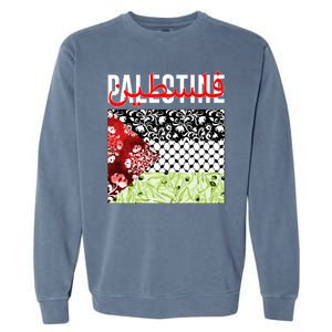 Support Palestine Flag Traditional Keffiyeh Floral Patterns Garment-Dyed Sweatshirt