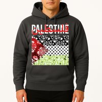 Support Palestine Flag Traditional Keffiyeh Floral Patterns Hoodie