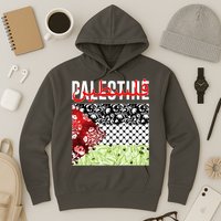 Support Palestine Flag Traditional Keffiyeh Floral Patterns Hoodie