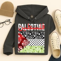 Support Palestine Flag Traditional Keffiyeh Floral Patterns Hoodie