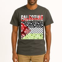 Support Palestine Flag Traditional Keffiyeh Floral Patterns Tall T-Shirt