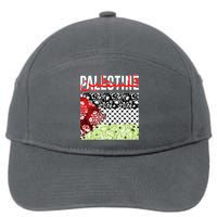 Support Palestine Flag Traditional Keffiyeh Floral Patterns 7-Panel Snapback Hat