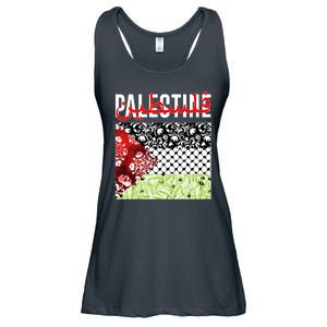 Support Palestine Flag Traditional Keffiyeh Floral Patterns Ladies Essential Flowy Tank