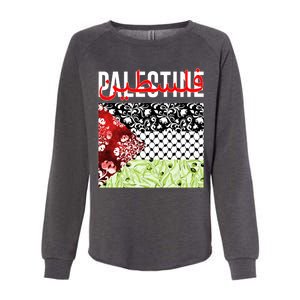 Support Palestine Flag Traditional Keffiyeh Floral Patterns Womens California Wash Sweatshirt