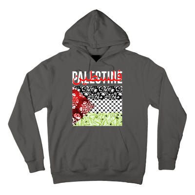 Support Palestine Flag Traditional Keffiyeh Floral Patterns Tall Hoodie