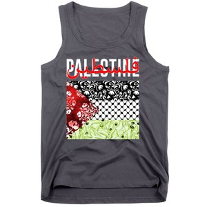 Support Palestine Flag Traditional Keffiyeh Floral Patterns Tank Top