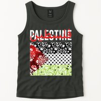 Support Palestine Flag Traditional Keffiyeh Floral Patterns Tank Top