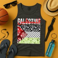 Support Palestine Flag Traditional Keffiyeh Floral Patterns Tank Top