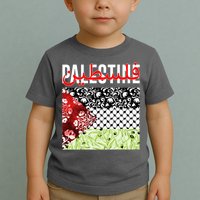Support Palestine Flag Traditional Keffiyeh Floral Patterns Toddler T-Shirt