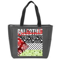 Support Palestine Flag Traditional Keffiyeh Floral Patterns Zip Tote Bag