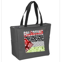 Support Palestine Flag Traditional Keffiyeh Floral Patterns Zip Tote Bag