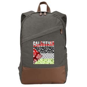 Support Palestine Flag Traditional Keffiyeh Floral Patterns Cotton Canvas Backpack