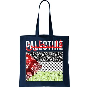 Support Palestine Flag Traditional Keffiyeh Floral Patterns Tote Bag