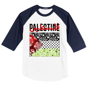 Support Palestine Flag Traditional Keffiyeh Floral Patterns Baseball Sleeve Shirt