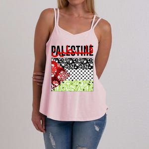 Support Palestine Flag Traditional Keffiyeh Floral Patterns Women's Strappy Tank