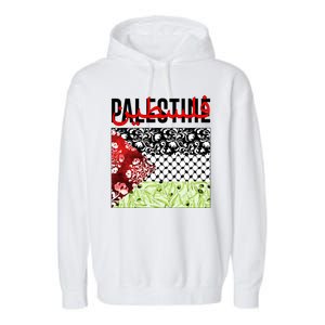 Support Palestine Flag Traditional Keffiyeh Floral Patterns Garment-Dyed Fleece Hoodie