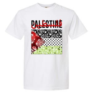 Support Palestine Flag Traditional Keffiyeh Floral Patterns Garment-Dyed Heavyweight T-Shirt