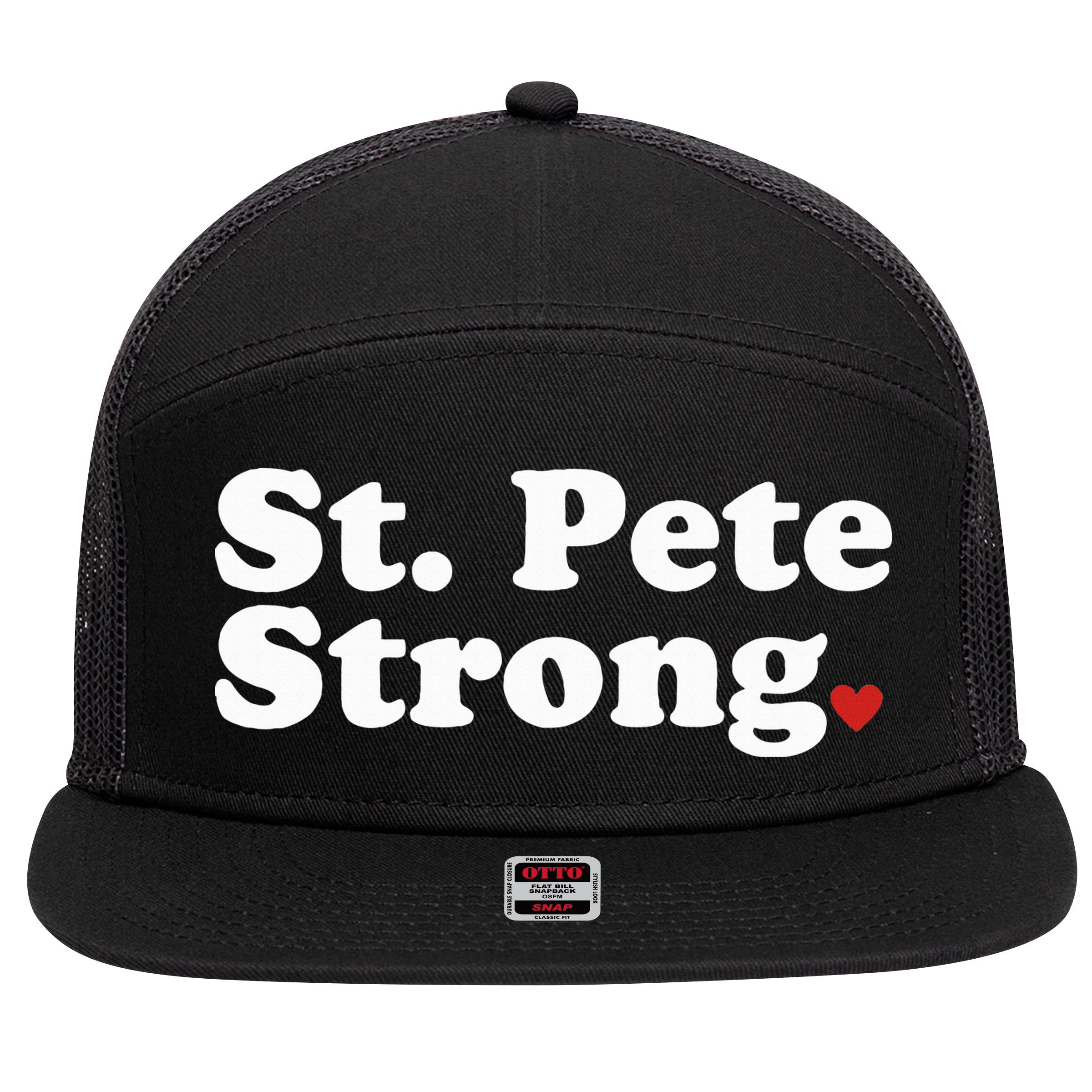 St. Petersburg Florida Trendy Strong Cute St. Pete Fl 7 Panel Mesh Trucker Snapback Hat