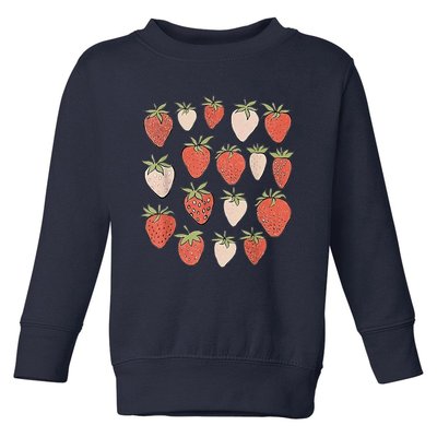 Strawberry Pattern Fruitarian Berry Strawberries Fruit Lover Toddler Sweatshirt