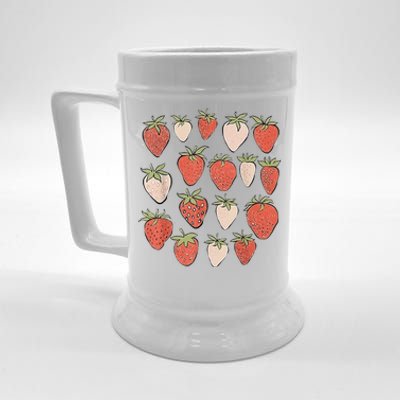 Strawberry Pattern Fruitarian Berry Strawberries Fruit Lover Beer Stein