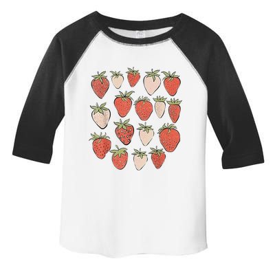 Strawberry Pattern Fruitarian Berry Strawberries Fruit Lover Toddler Fine Jersey T-Shirt