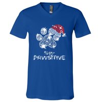 Stay Pawsitive Funny Dog Santa Hat Christmas Gift Meaningful Gift V-Neck T-Shirt