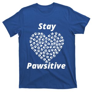 Stay Pawsitive Fursuit Cute Furry Paw Print Heart Positive Funny Gift T-Shirt