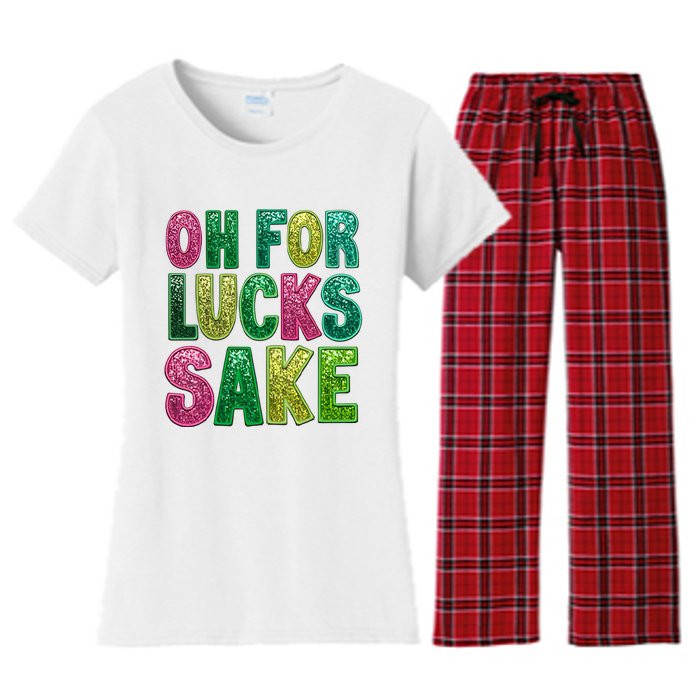 St. PatrickS Funny Oh For Lucks Sake Clover Printed Women's Flannel Pajama Set