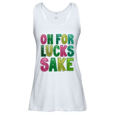 St. PatrickS Funny Oh For Lucks Sake Clover Printed Ladies Essential Flowy Tank