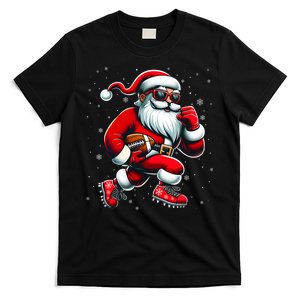 Santa Playing Football Christmas Football Players T-Shirt