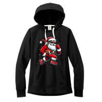 Santa Playing Football Christmas Football Players Women's Fleece Hoodie