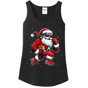 Santa Playing Football Christmas Football Players Ladies Essential Tank