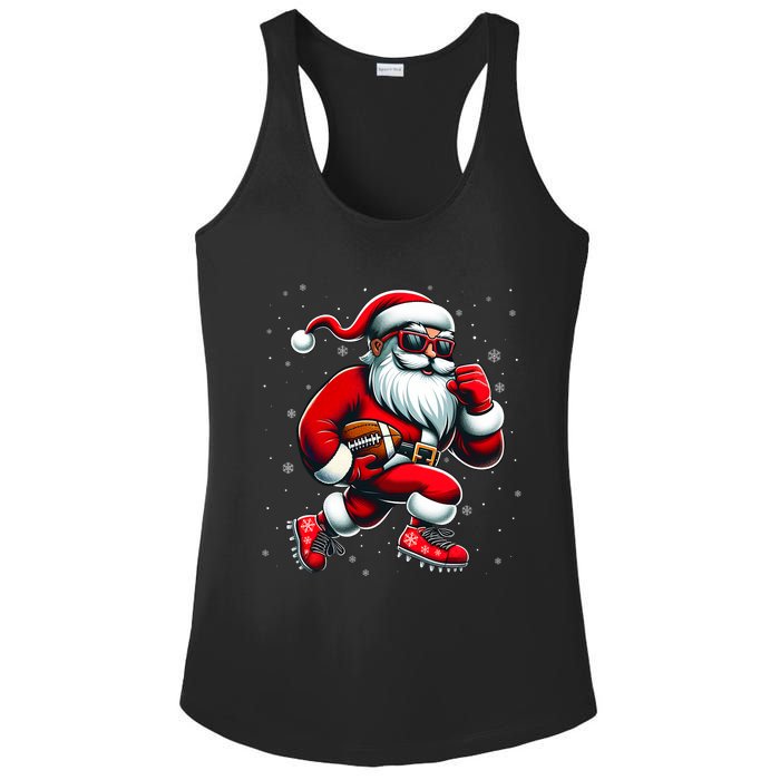 Santa Playing Football Christmas Football Players Ladies PosiCharge Competitor Racerback Tank