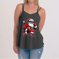 Santa Playing Football Christmas Football Players Women's Strappy Tank