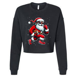 Santa Playing Football Christmas Football Players Cropped Pullover Crew