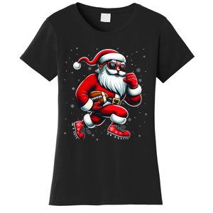 Santa Playing Football Christmas Football Players Women's T-Shirt