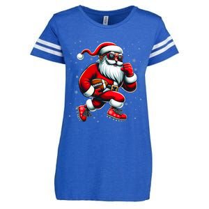 Santa Playing Football Christmas Football Players Enza Ladies Jersey Football T-Shirt