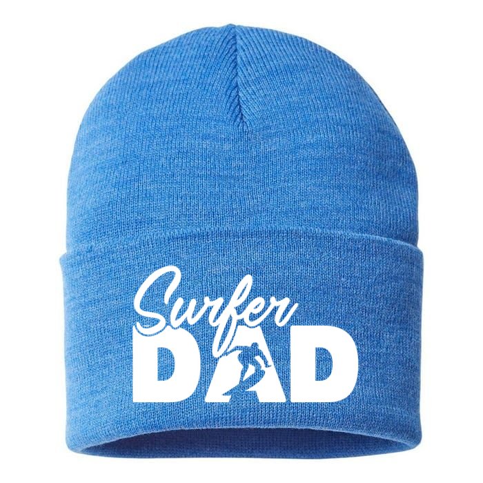 Surfing Papa Funny Surfing Dad Father Gift Sustainable Knit Beanie