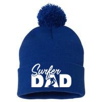 Surfing Papa Funny Surfing Dad Father Gift Pom Pom 12in Knit Beanie