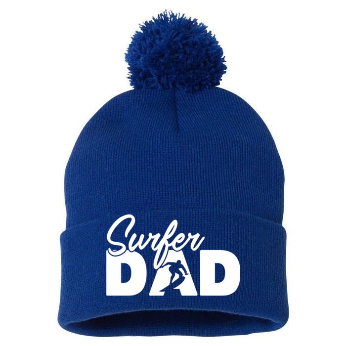 Surfing Papa Funny Surfing Dad Father Gift Pom Pom 12in Knit Beanie