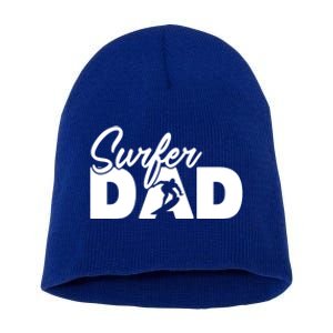 Surfing Papa Funny Surfing Dad Father Gift Short Acrylic Beanie